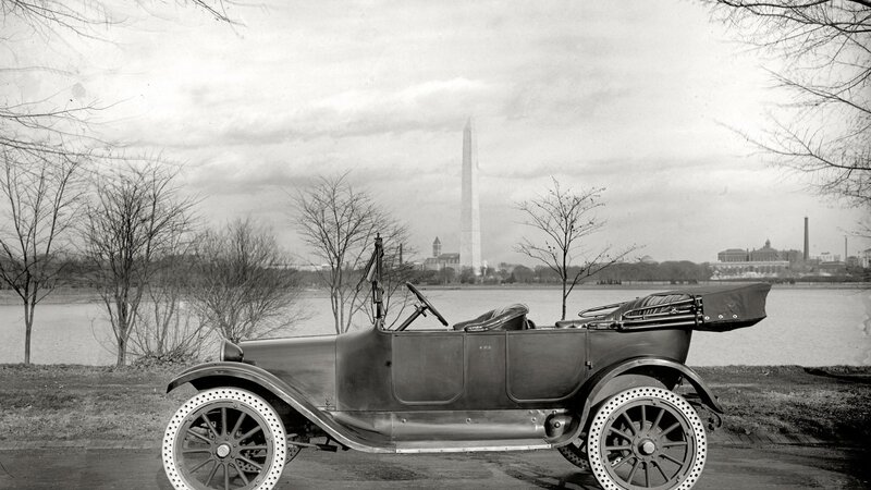 Vintage Car on Road — Black, Serene