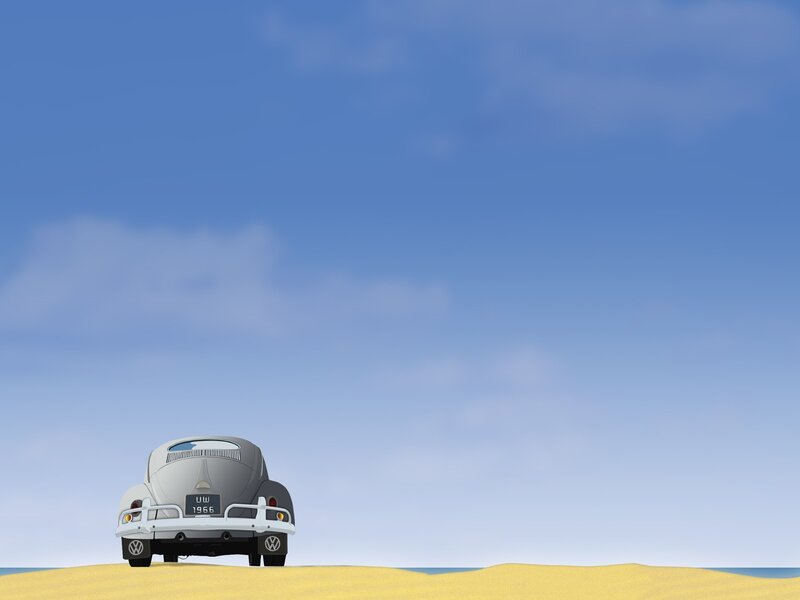 Vintage Car on Sand — Blue