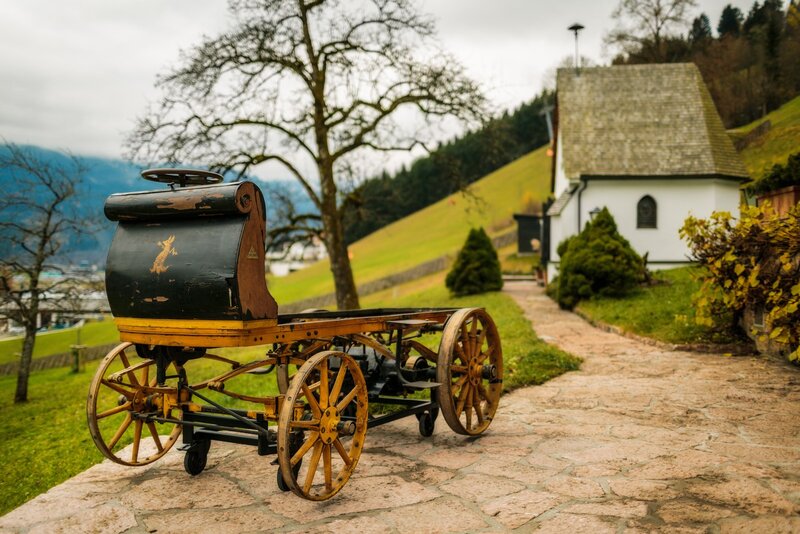 Vintage Car on Stone Path