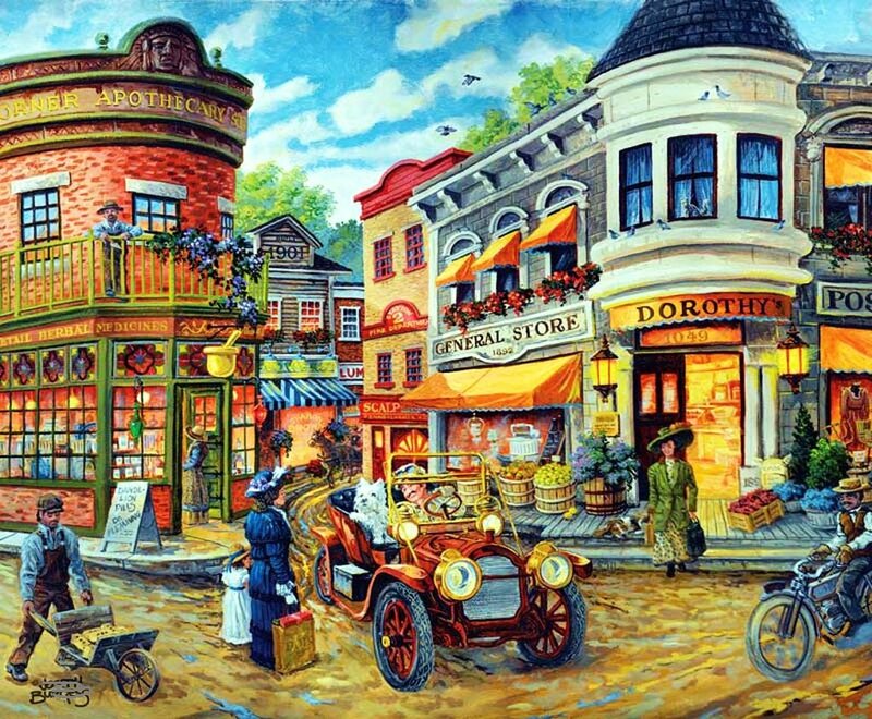 Vintage Car on Street — Yellow, Lively