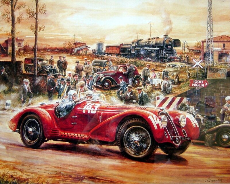 Vintage car race at 1000 Miglia