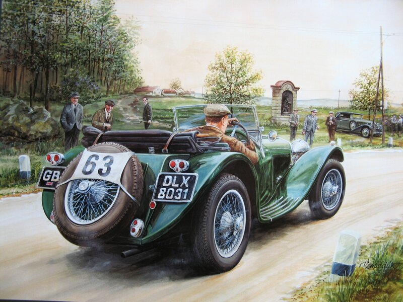 Vintage car race scene