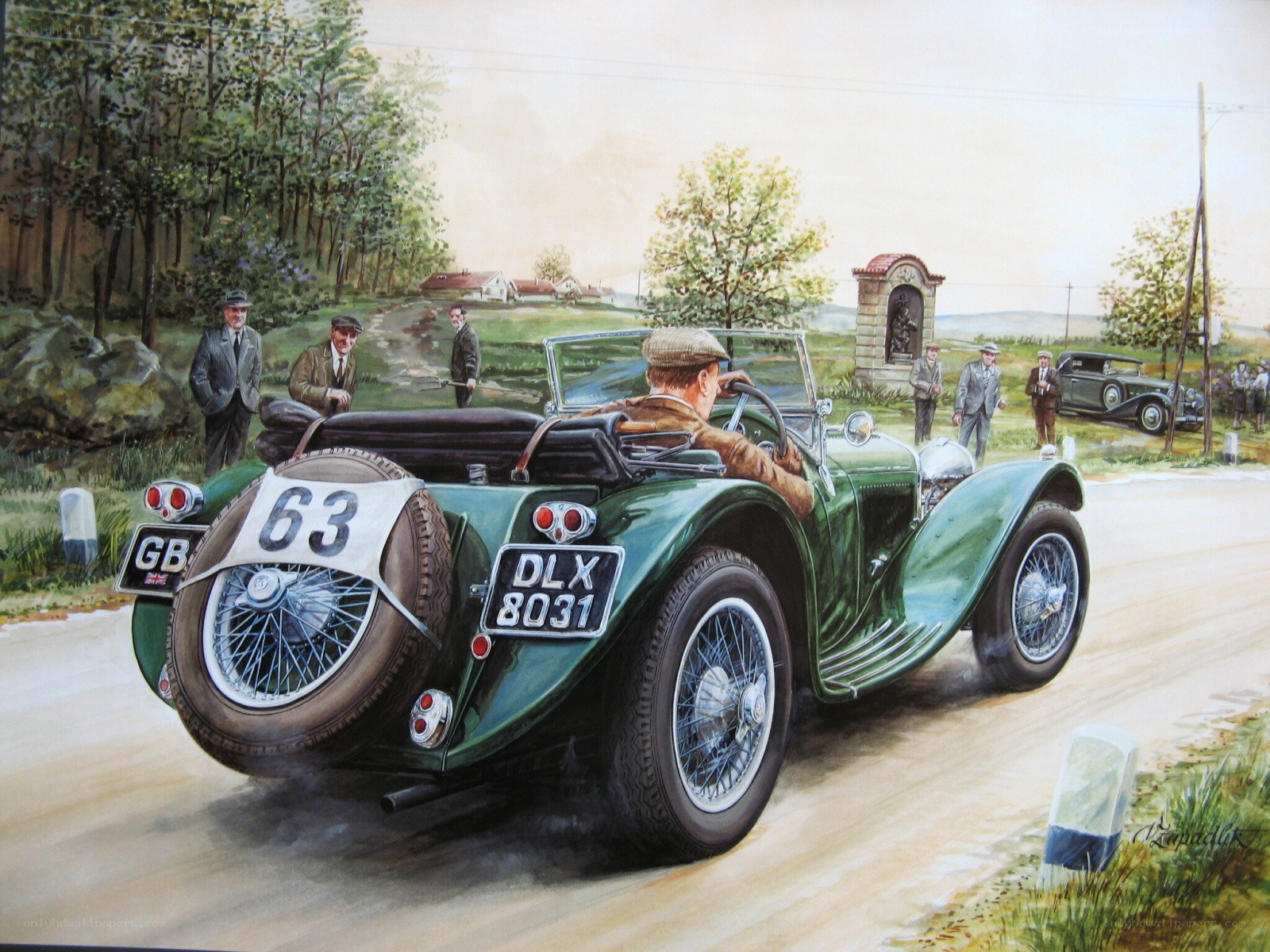 Vintage car race scene