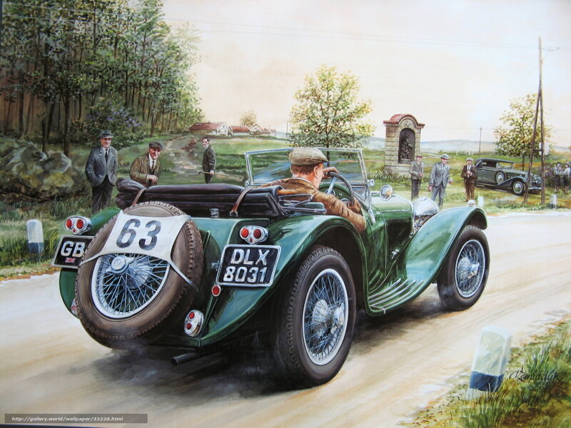 Vintage car race scene