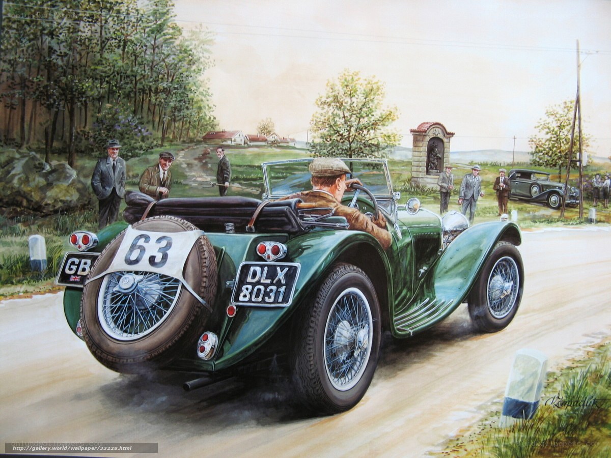 Vintage car race scene