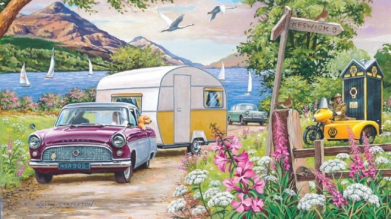 Vintage Car with Caravan