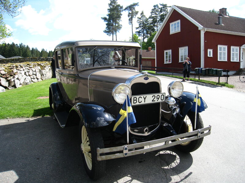 Vintage Car with Flags