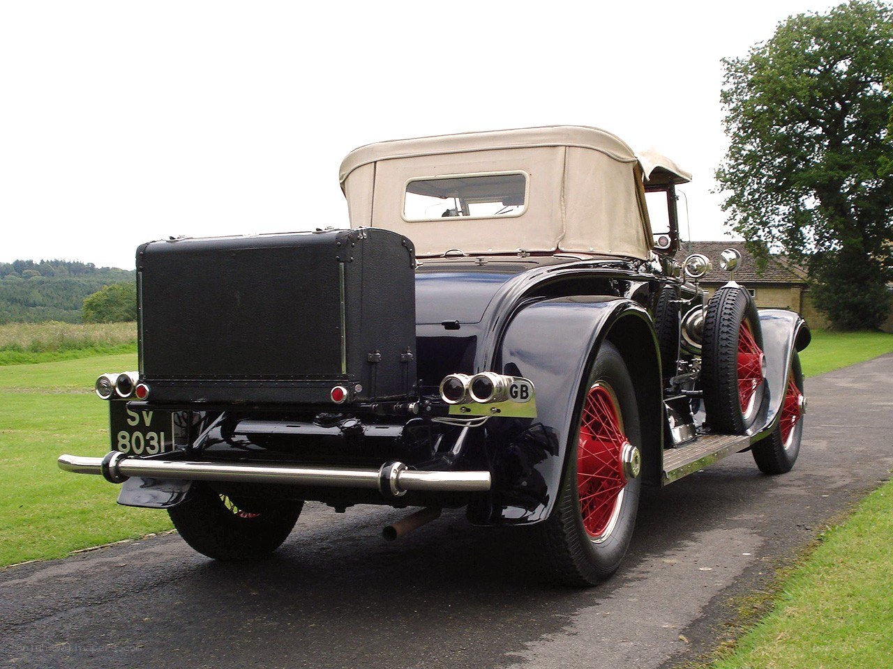 vintage car with luggage rack