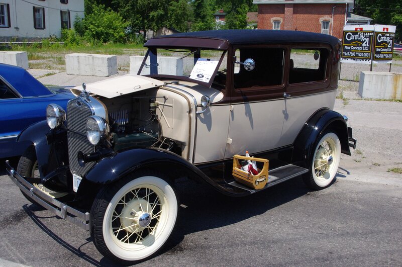 Vintage Car with Open Hood — Black