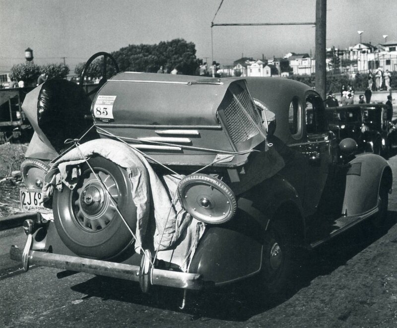 Vintage car with spare tires