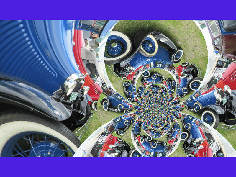 Vintage Cars at a Show — Blue