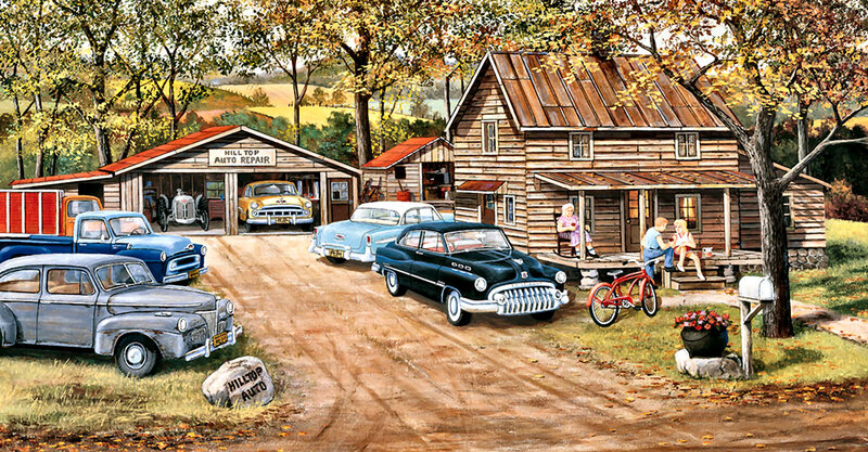 Vintage Cars at Auto Shop