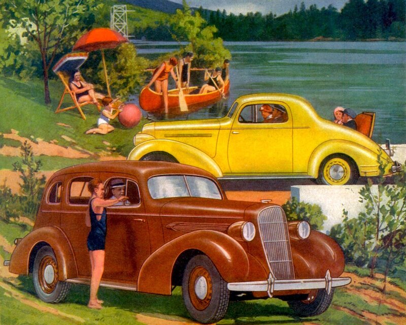 Vintage Cars at Lake