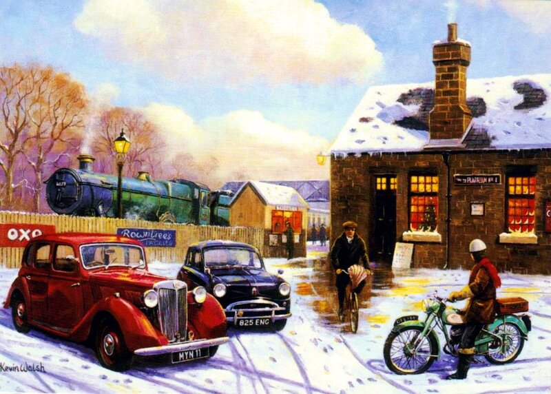 Vintage Cars at Train Station