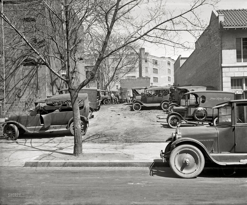Vintage cars in a city street