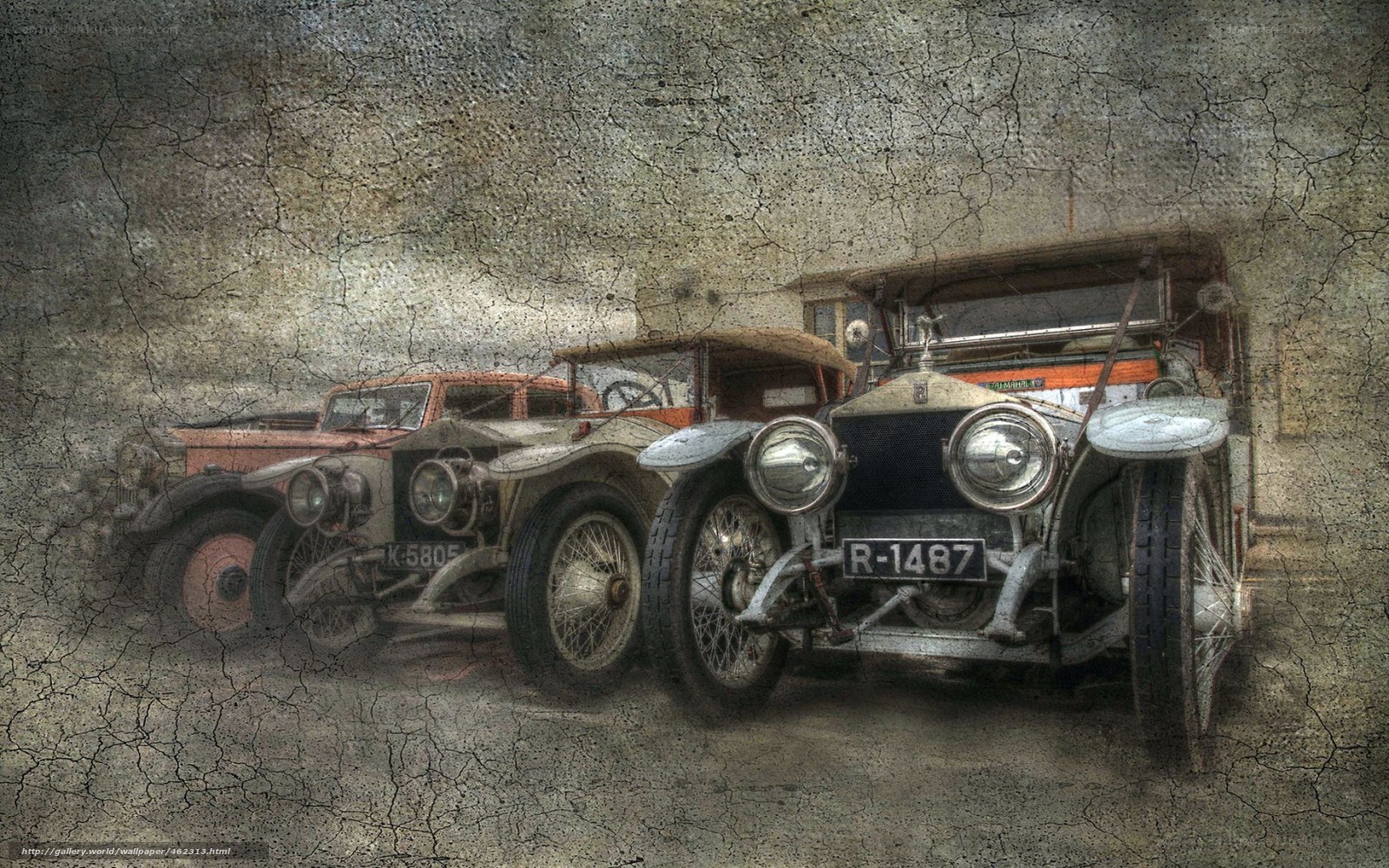 vintage cars in a row