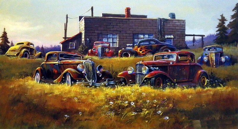 Vintage Cars in Field
