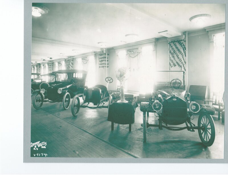 Vintage cars in showroom