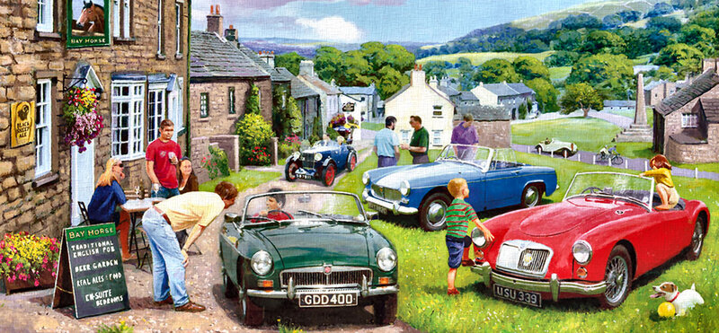 Vintage Cars in Village — Green, Peaceful