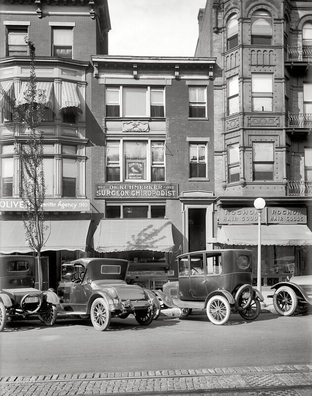 Vintage cars on a city street