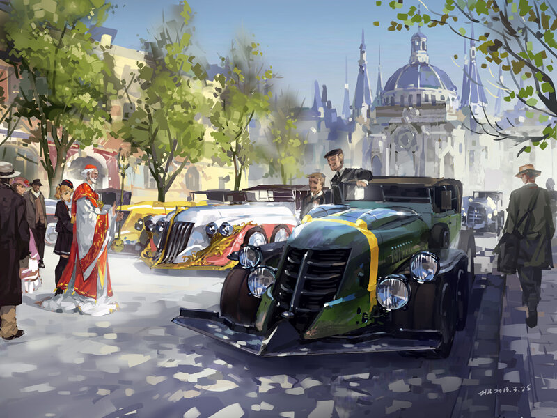 Vintage Cars on Street