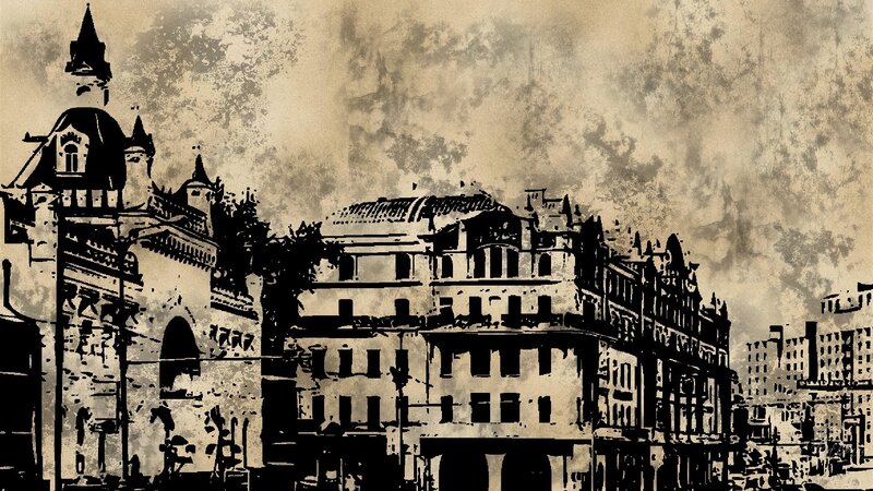 vintage cityscape illustration