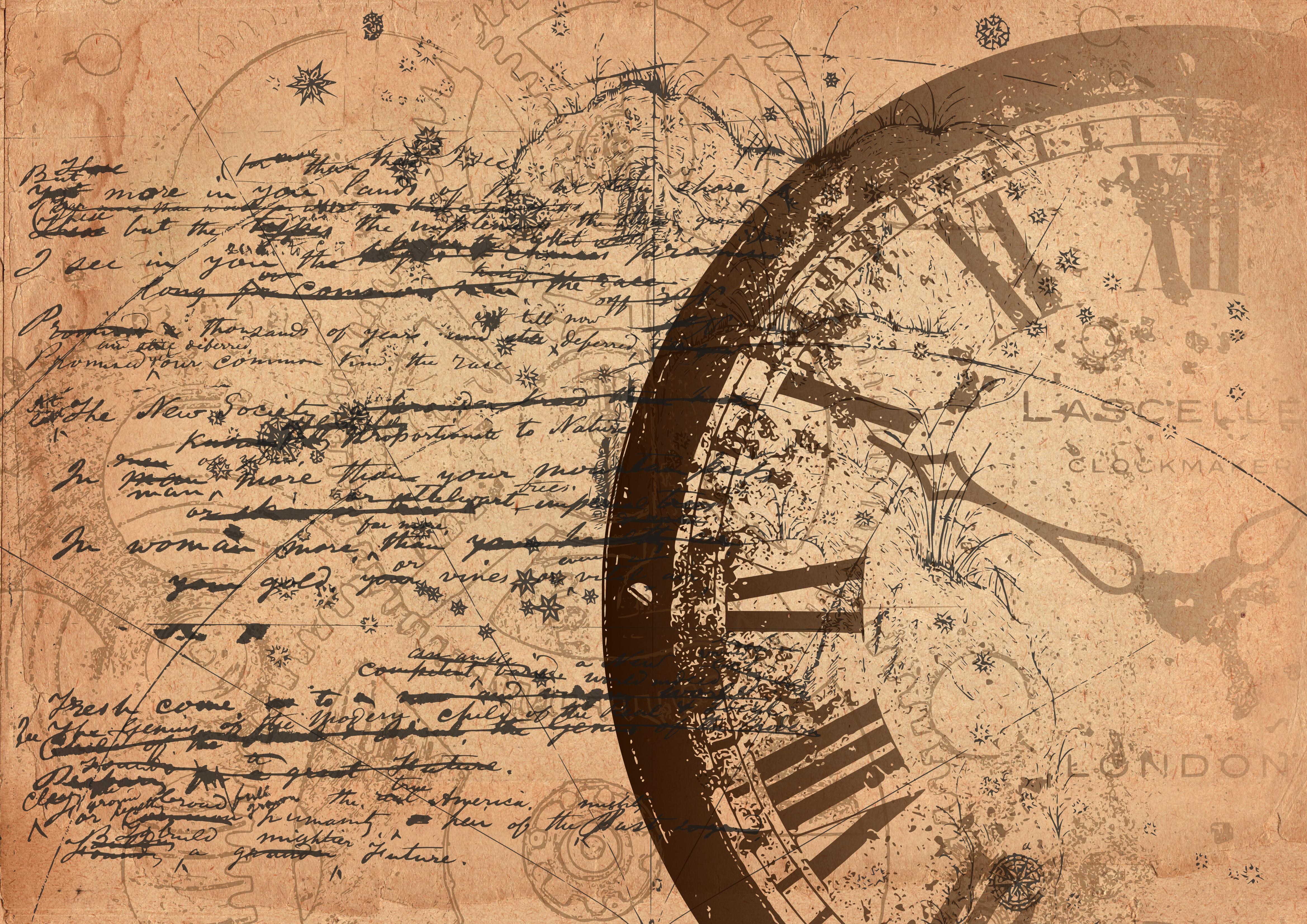 Vintage clock and handwritten letter