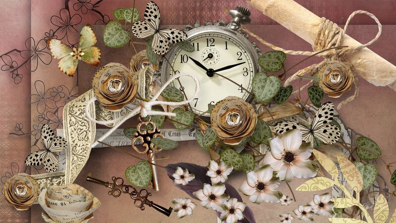 Vintage Clock Collage — Brown