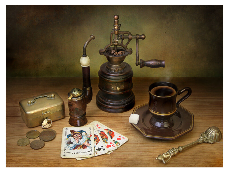 Vintage coffee and pipe still life