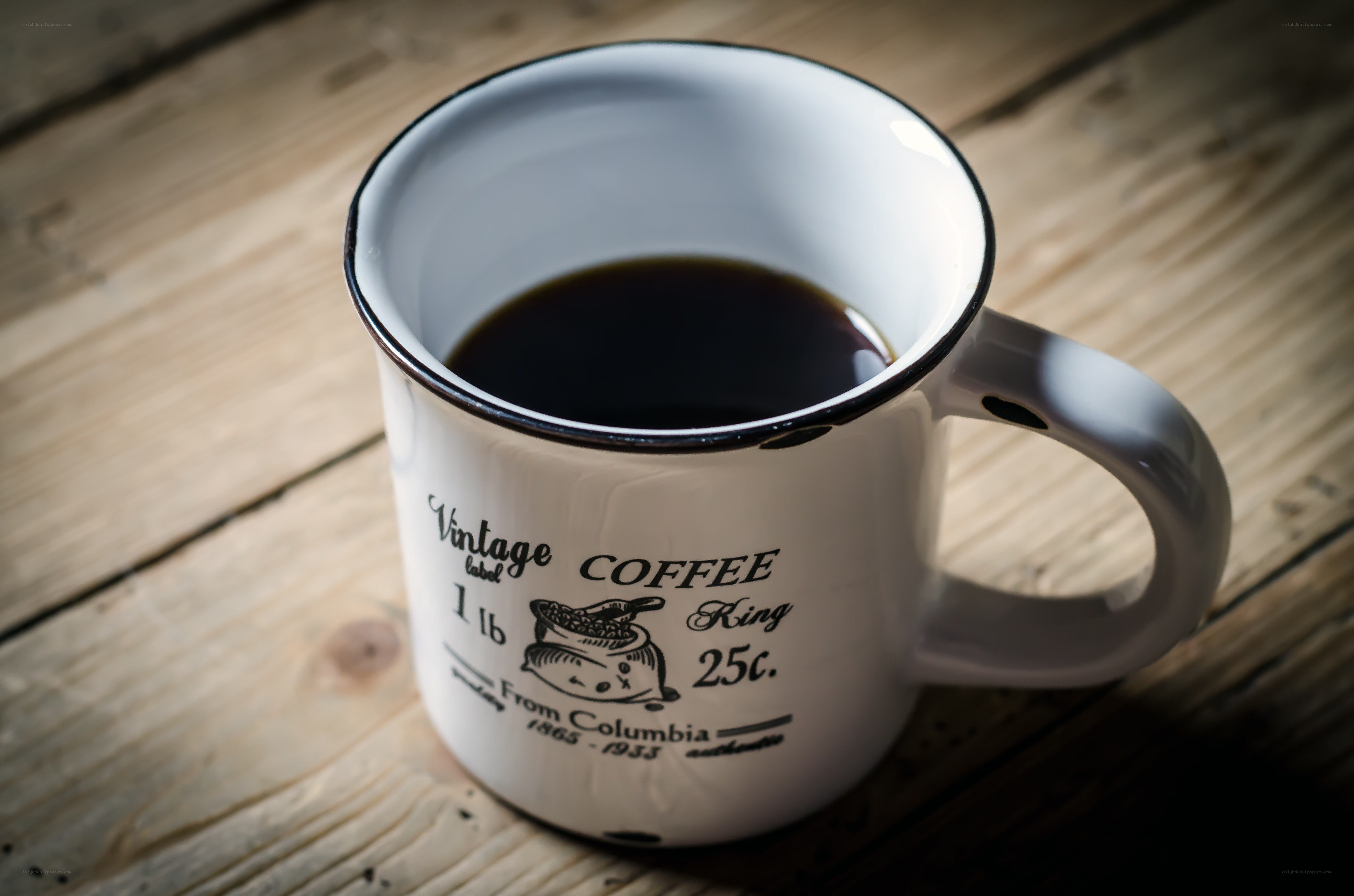 vintage coffee mug on wood