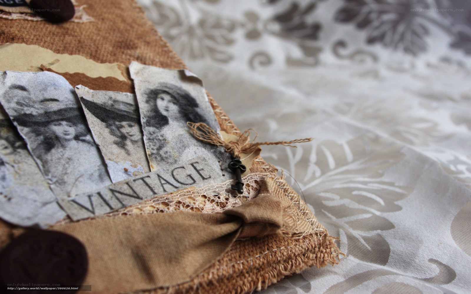 vintage collage with lace and key
