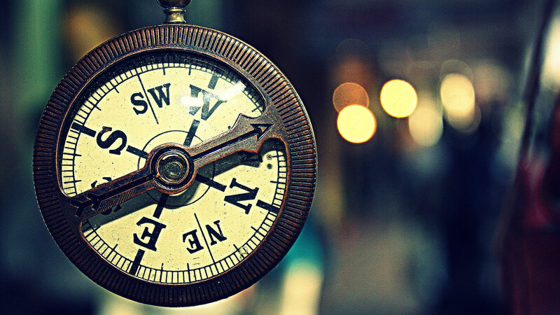vintage compass in focus