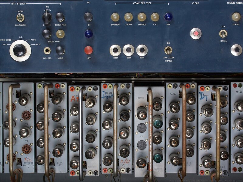 Vintage Computer Control Panel — Blue
