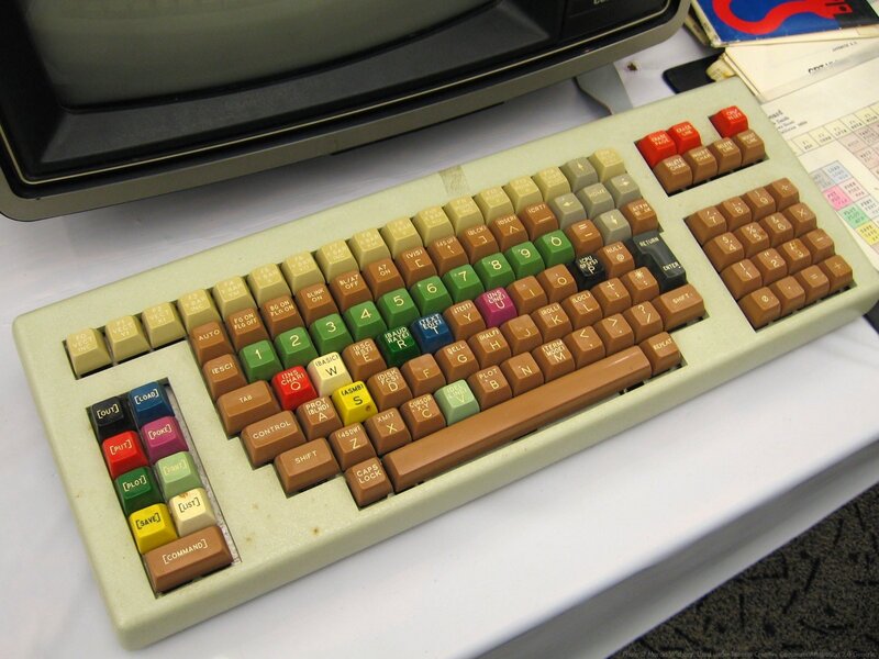 Vintage computer keyboard and monitor