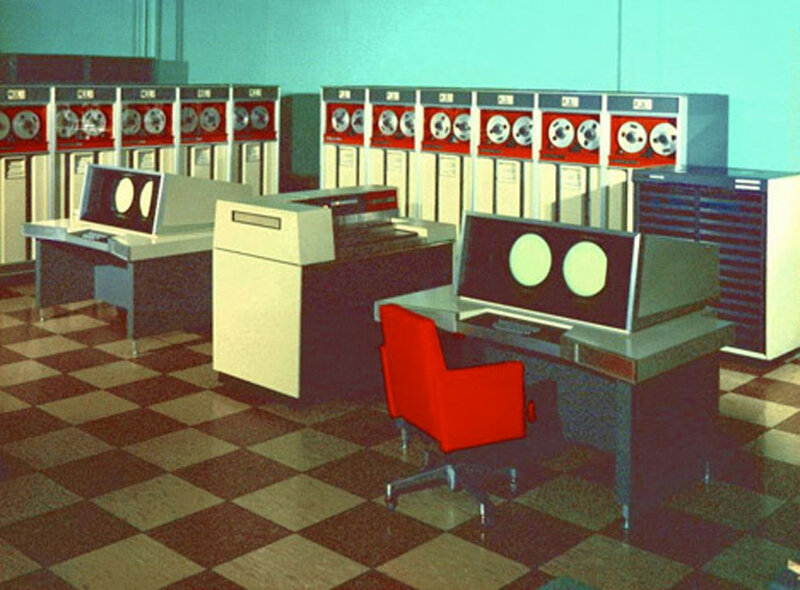 Vintage computer room with tape drives