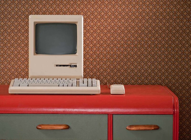 Vintage Computer Setup — Red