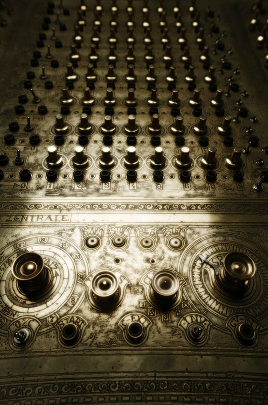 vintage control panel with knobs