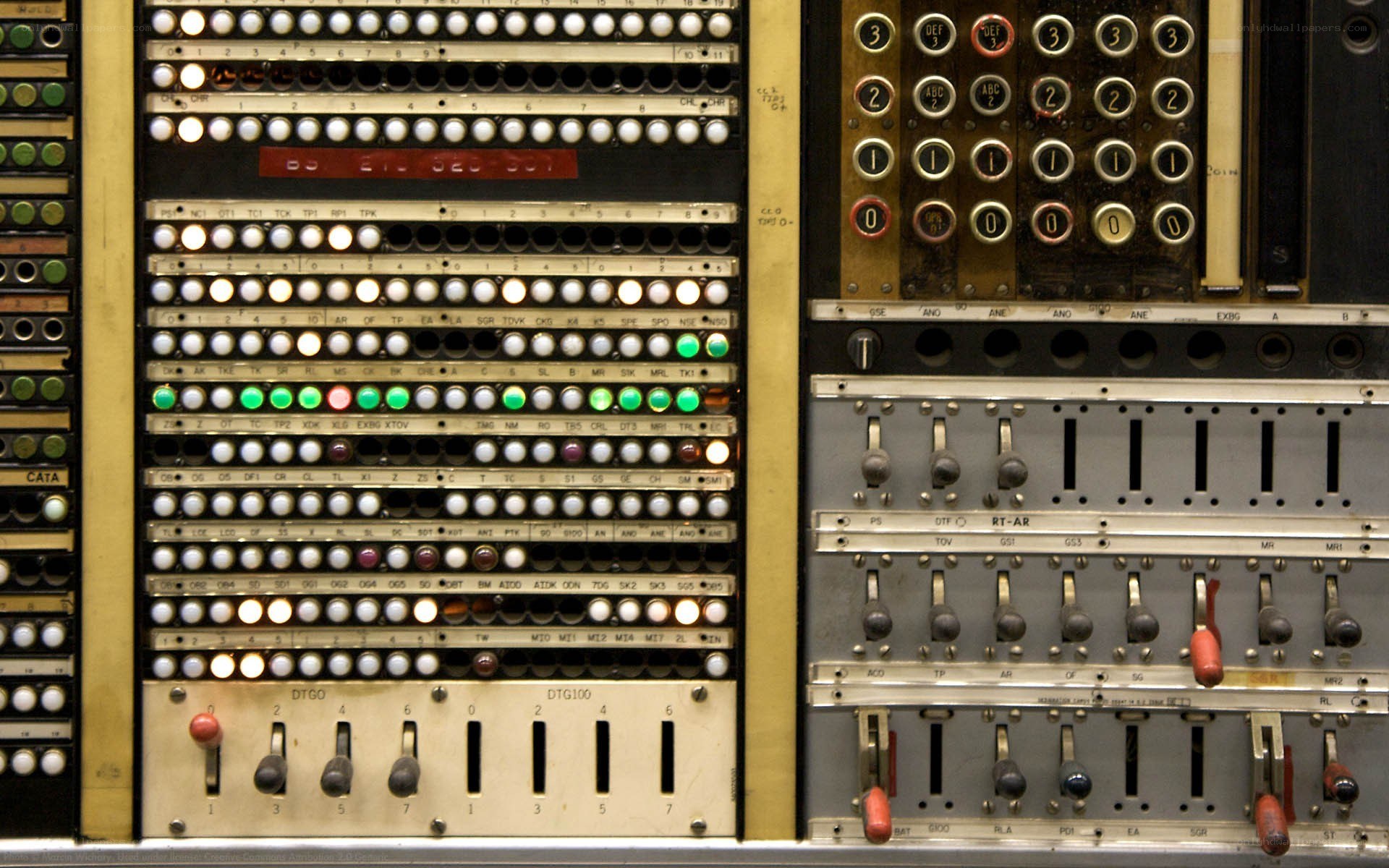 vintage control panel with switches and buttons