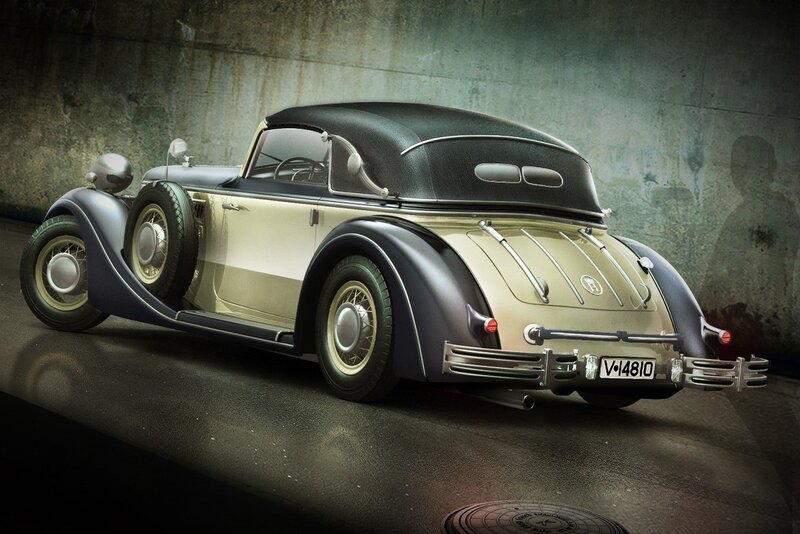 Vintage Convertible Car — Beige, Dramatic