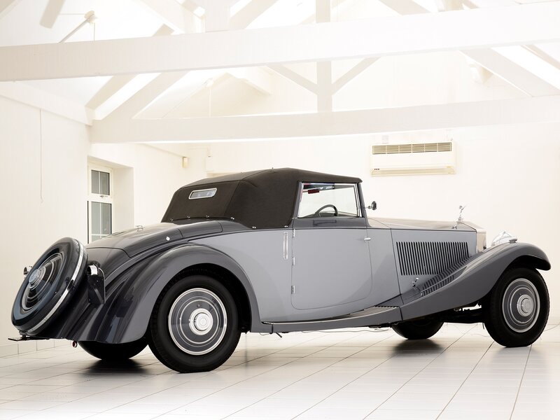 Vintage Convertible Car — Gray, Serene, Photograph