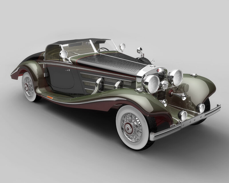 Vintage Convertible Car — Green, Classic