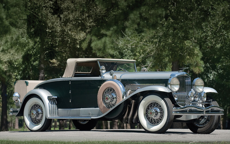 Vintage Convertible Car — Green, Serene, Afternoon