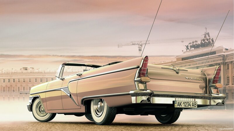 Vintage convertible car in city