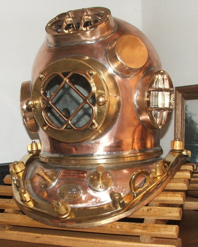 vintage copper diving helmet