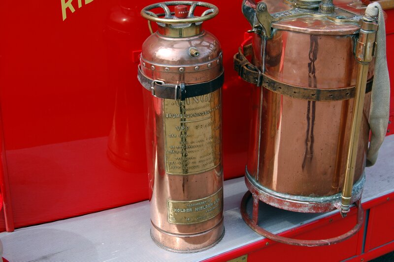 Vintage copper fire extinguishers