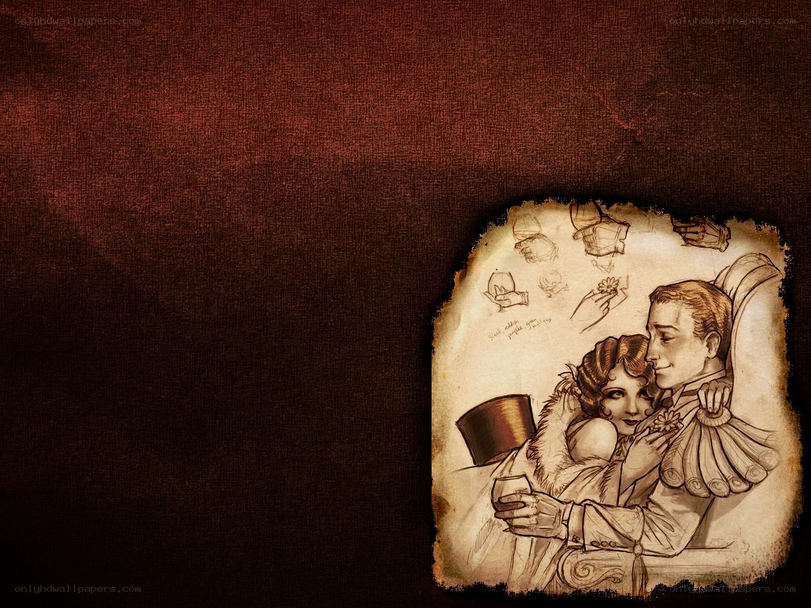 vintage couple sketch
