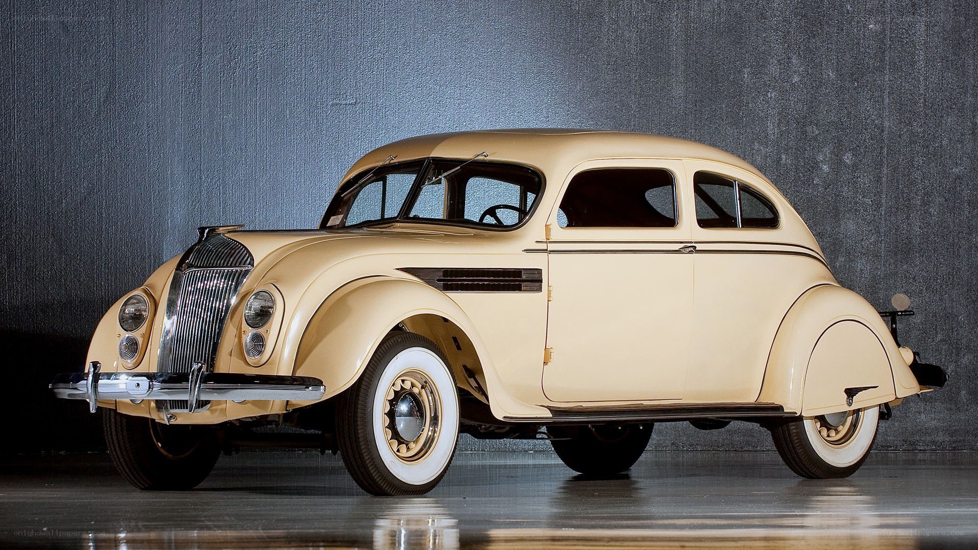 vintage cream-colored car