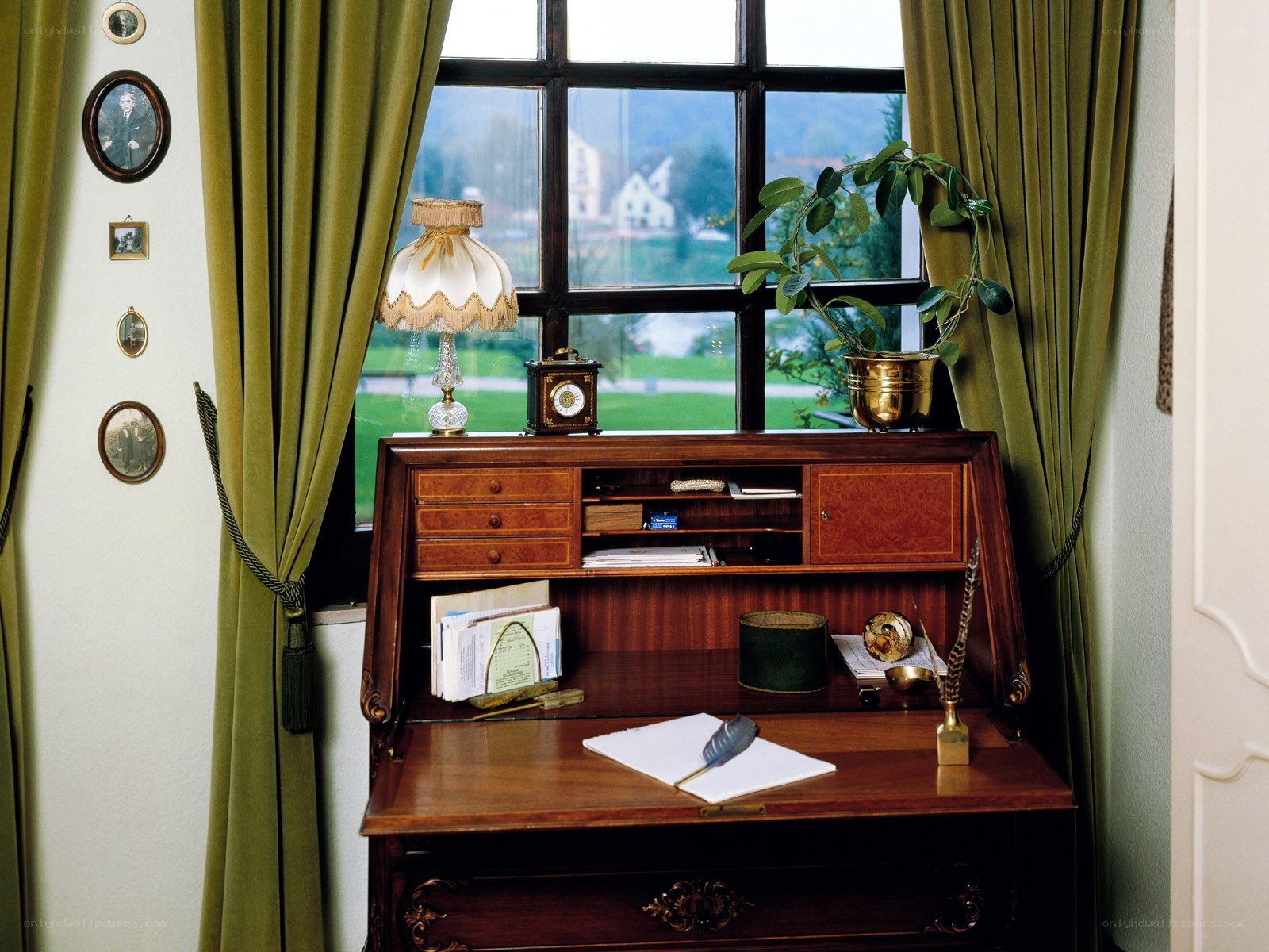 Vintage desk by a window
