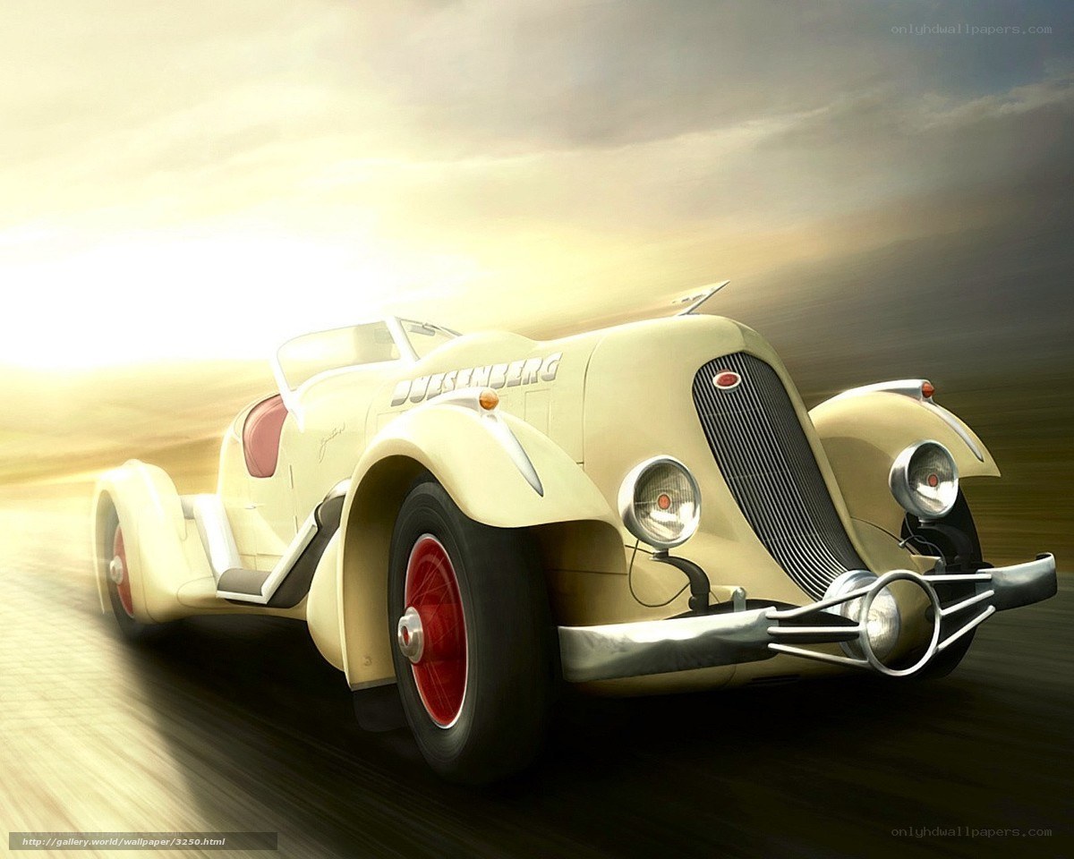 Vintage Duesenberg car in motion