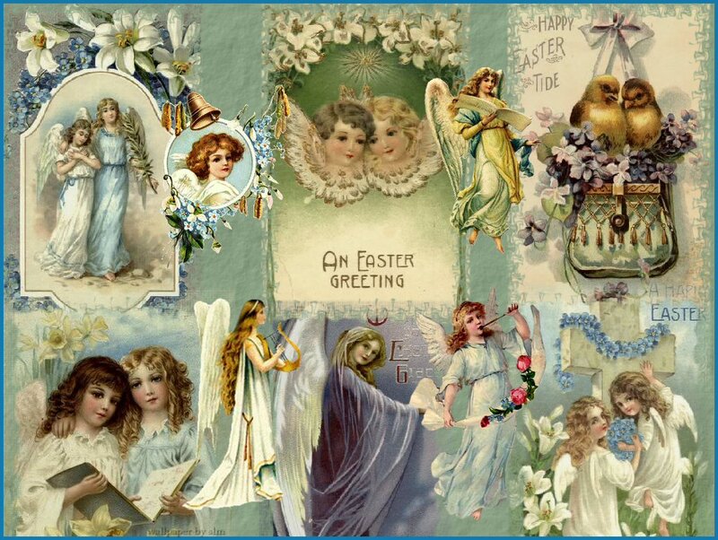 Vintage Easter Angels Collage